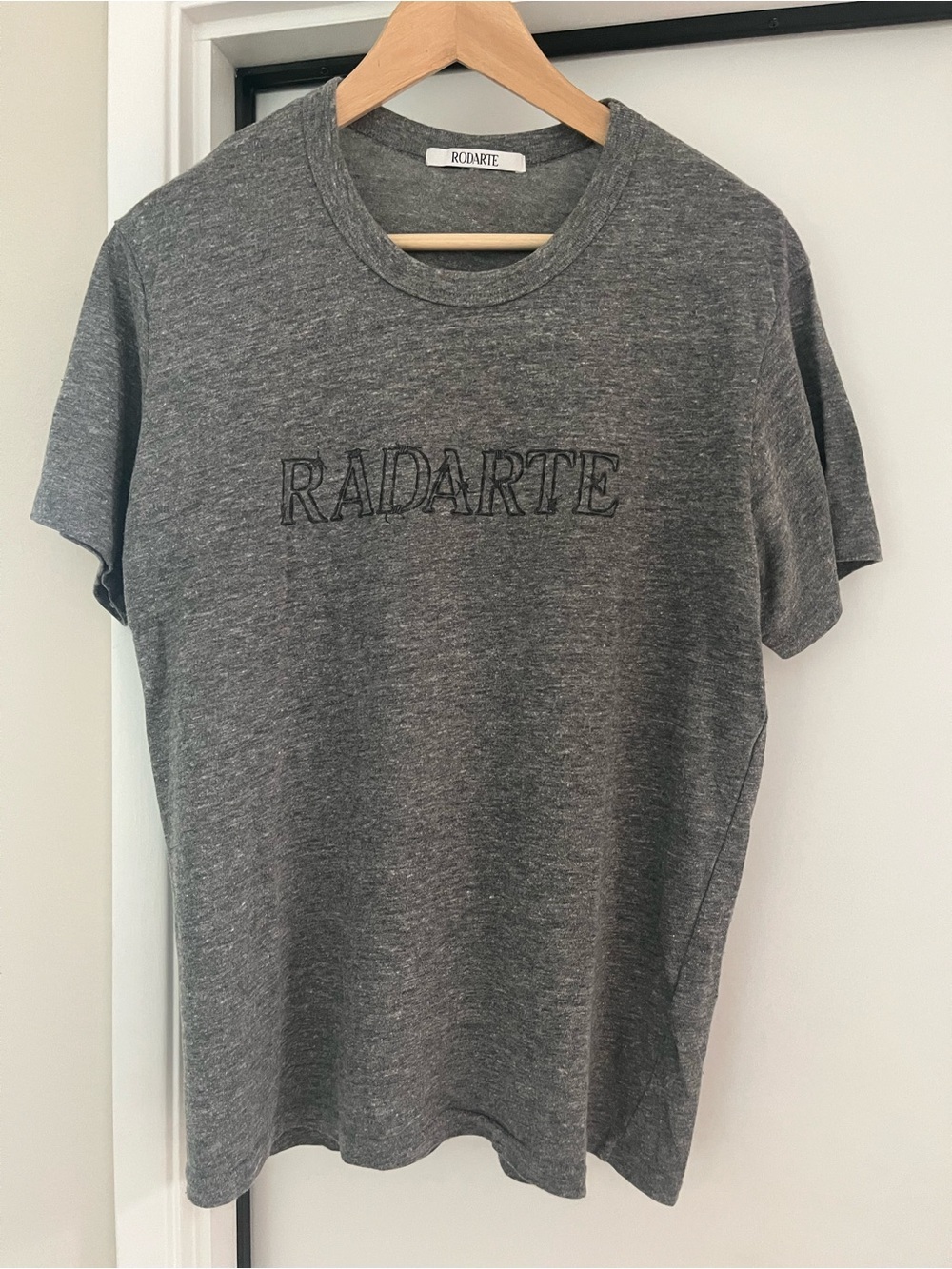 Rodarte Heather Gray Embroidered Logo Short Sleeve Tee